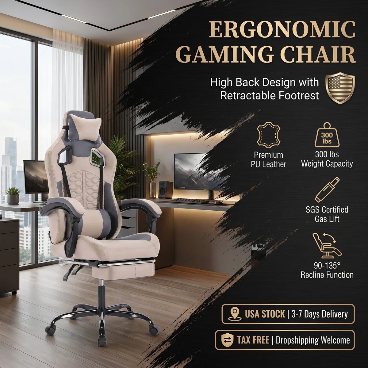 The Monaco Ergonomic Massage Gaming Chair