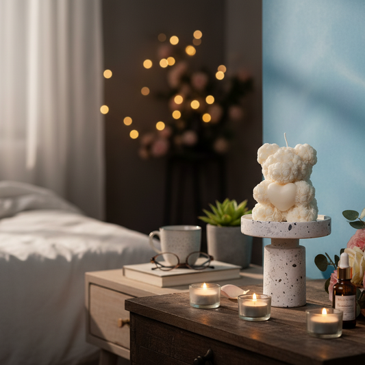 Candela Orsetto di Rose | Regalo Romantico Artigianale