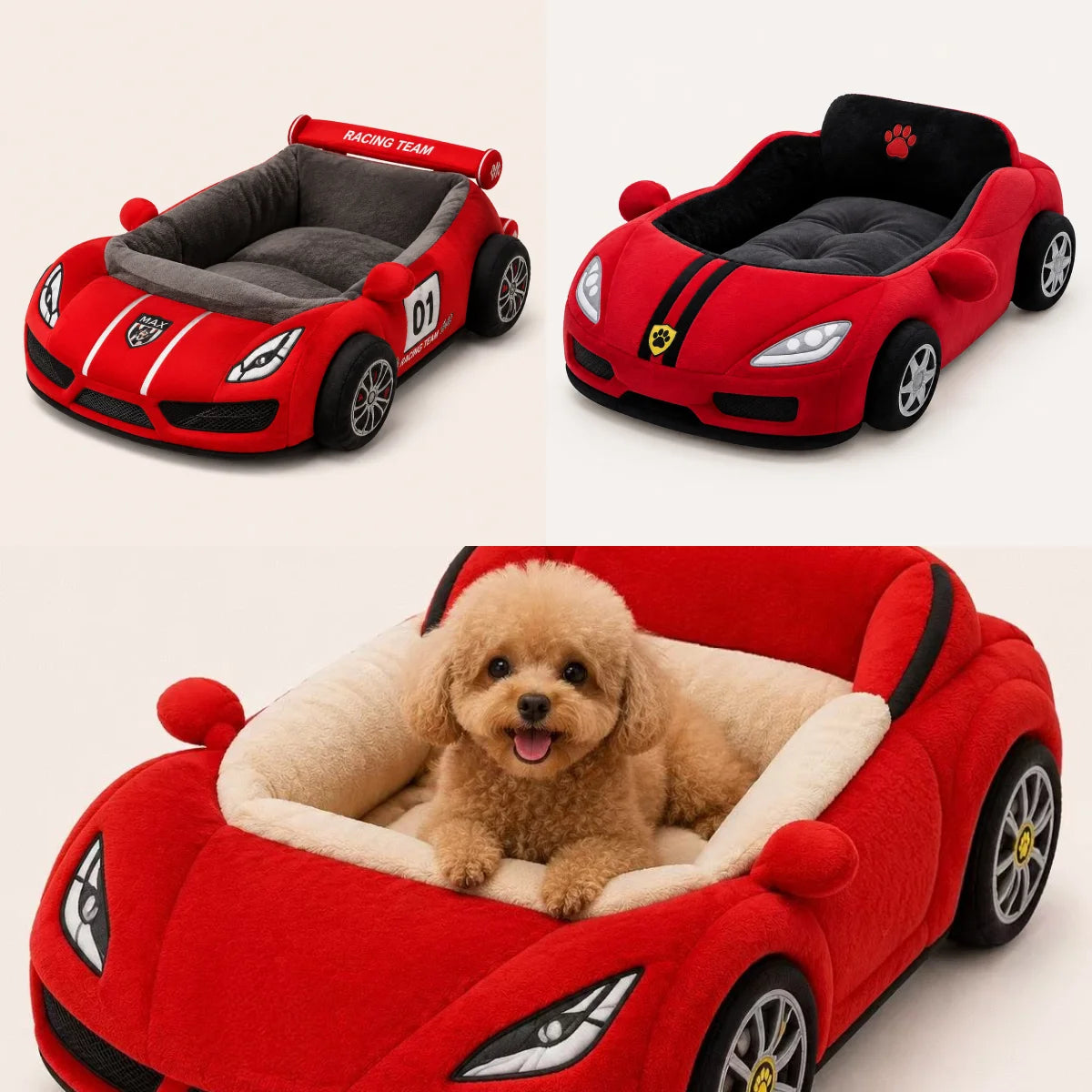 Car Shaped Soft Plush Pet Sofa Cozy Indoor House