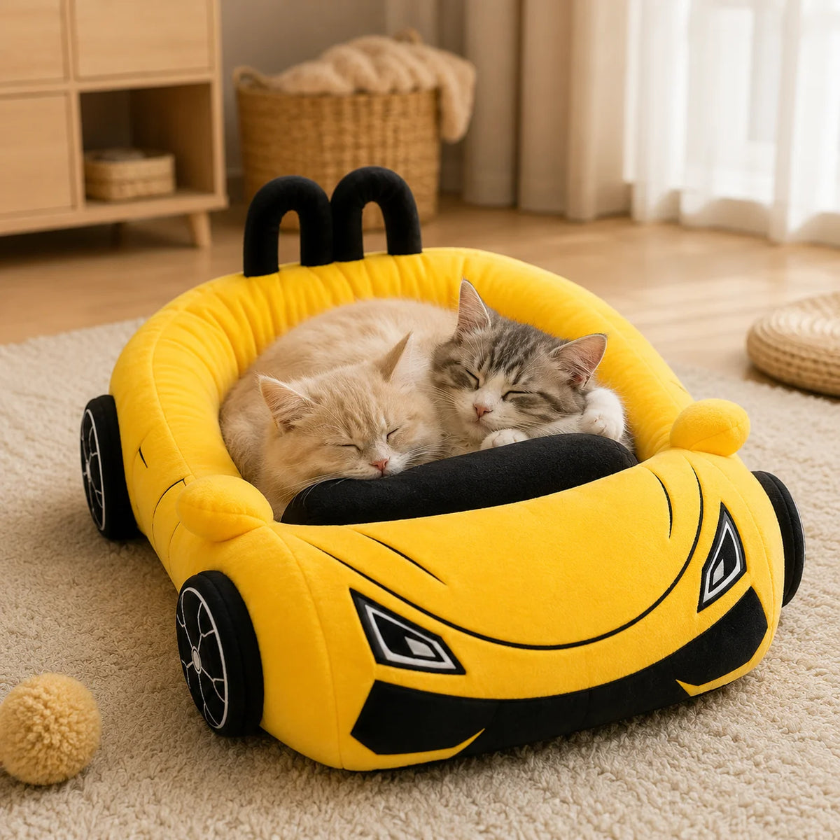 Car Shaped Soft Plush Pet Sofa Cozy Indoor House