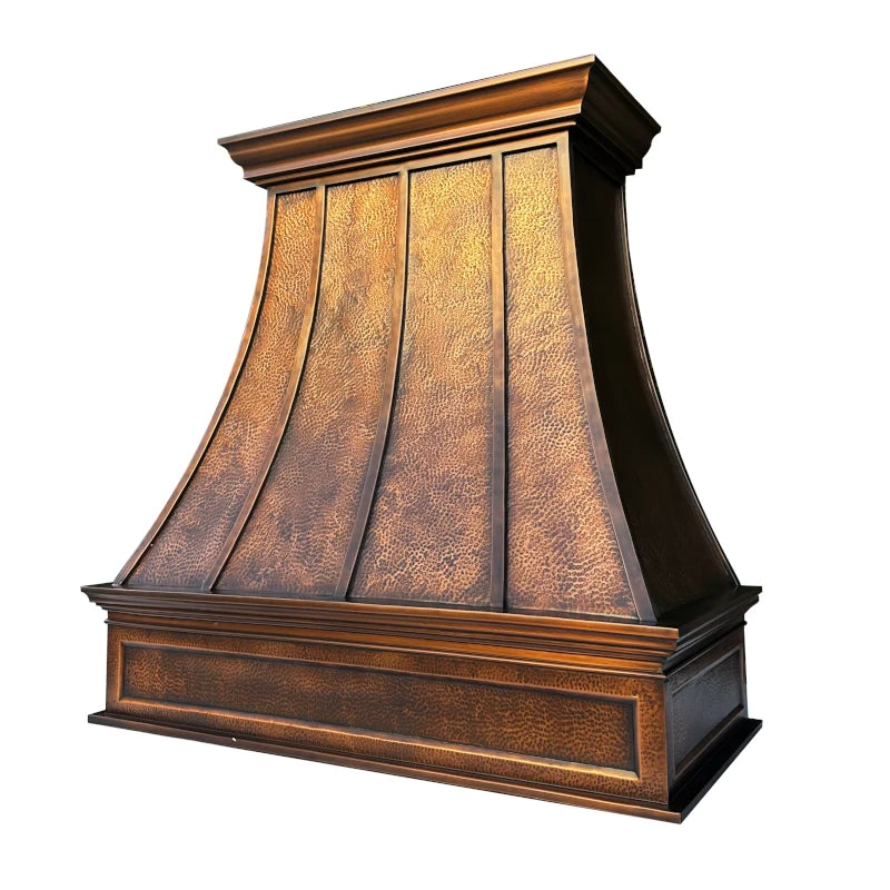 Custom Copper Range Hood Wall Mount – Luxury Farmhouse Kitchen Vent with Crown-Style Design