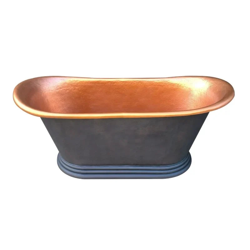 Traditional Handmade Copper Freestanding Soaking Tub with Matte Hammered Finish