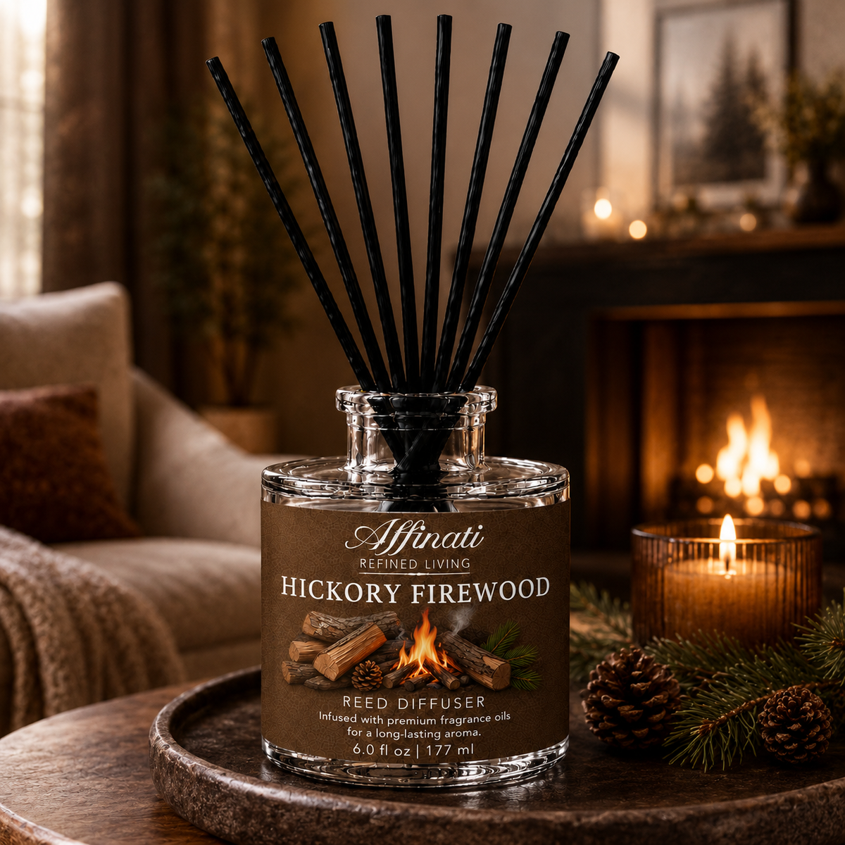 Hickory Firewood Reed Diffuser