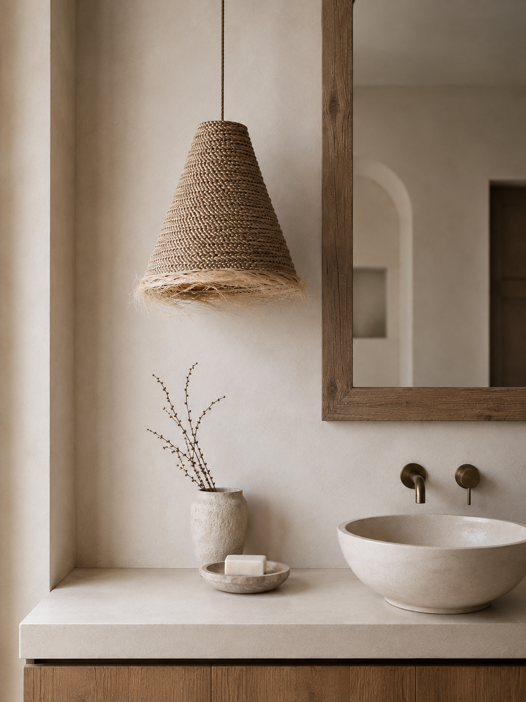 Sahara Handwoven Fringe Pendant Light Shade | Handmade Natural Fiber Ceiling Shade from Bali