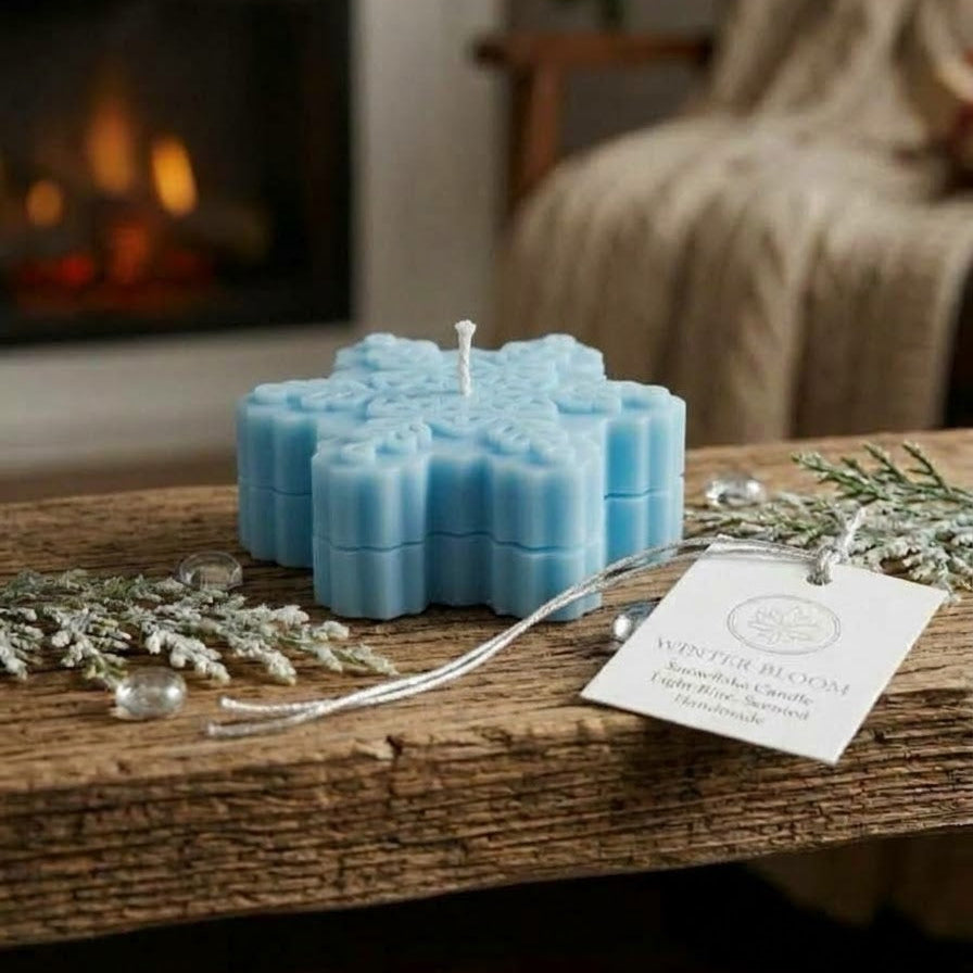 Snowflakes Soy Wax Candle | Handcrafted Winter Holiday Decor