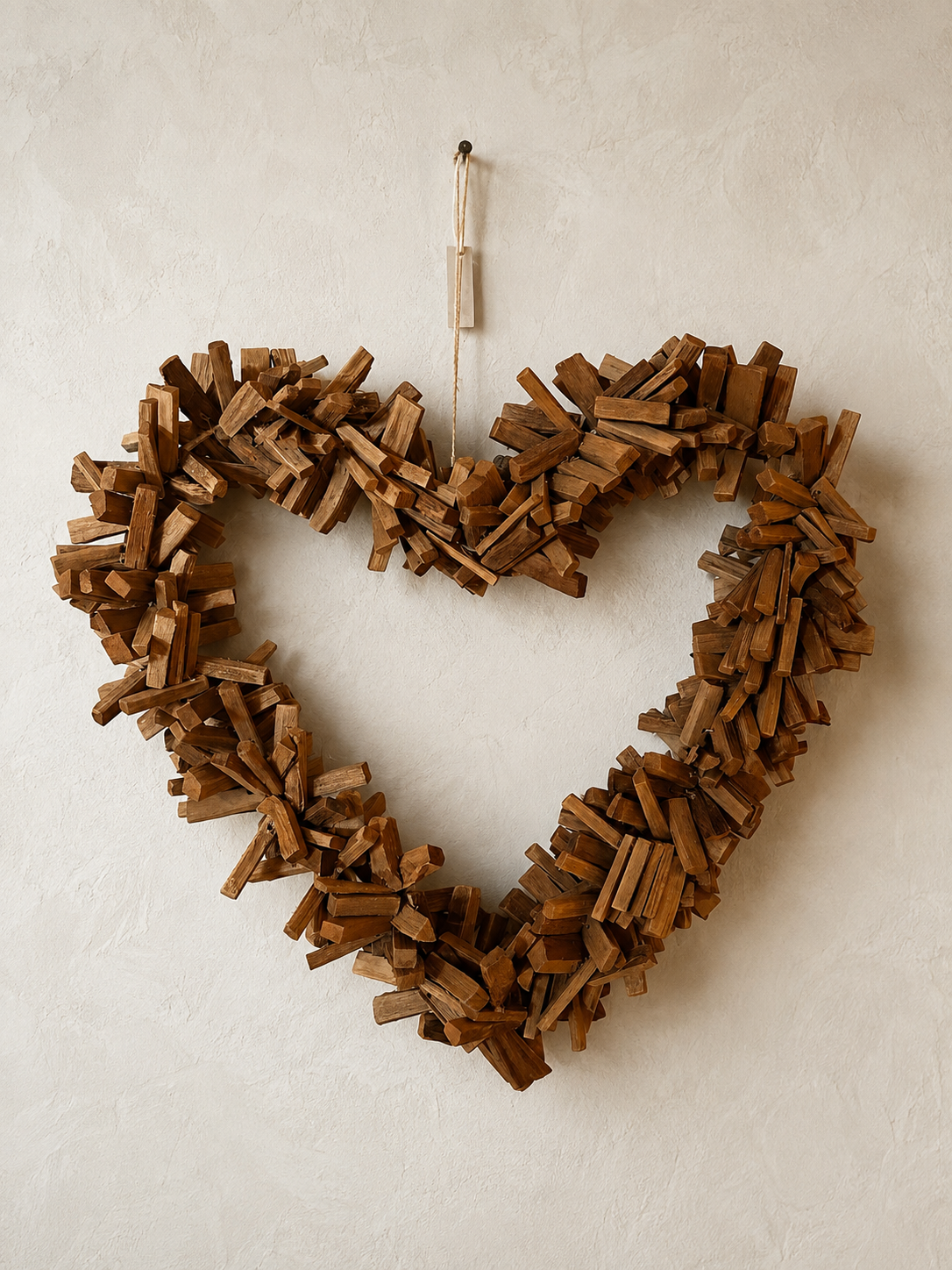Natural Driftwood Heart Wreath – 14" x 16" Coastal Wall Décor
