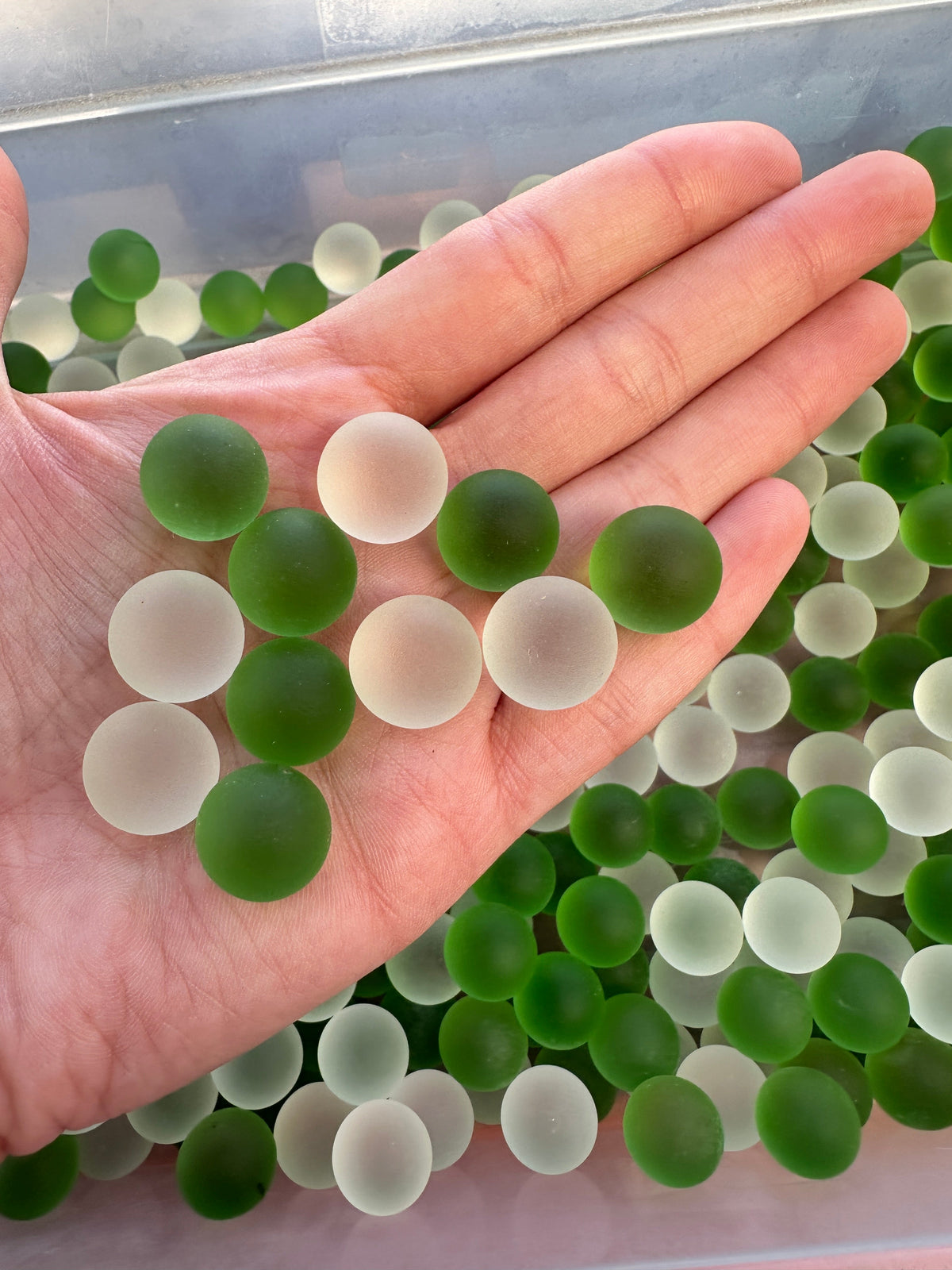 Hand-Tumbled Sea Glass Marbles – Single or 1 lb