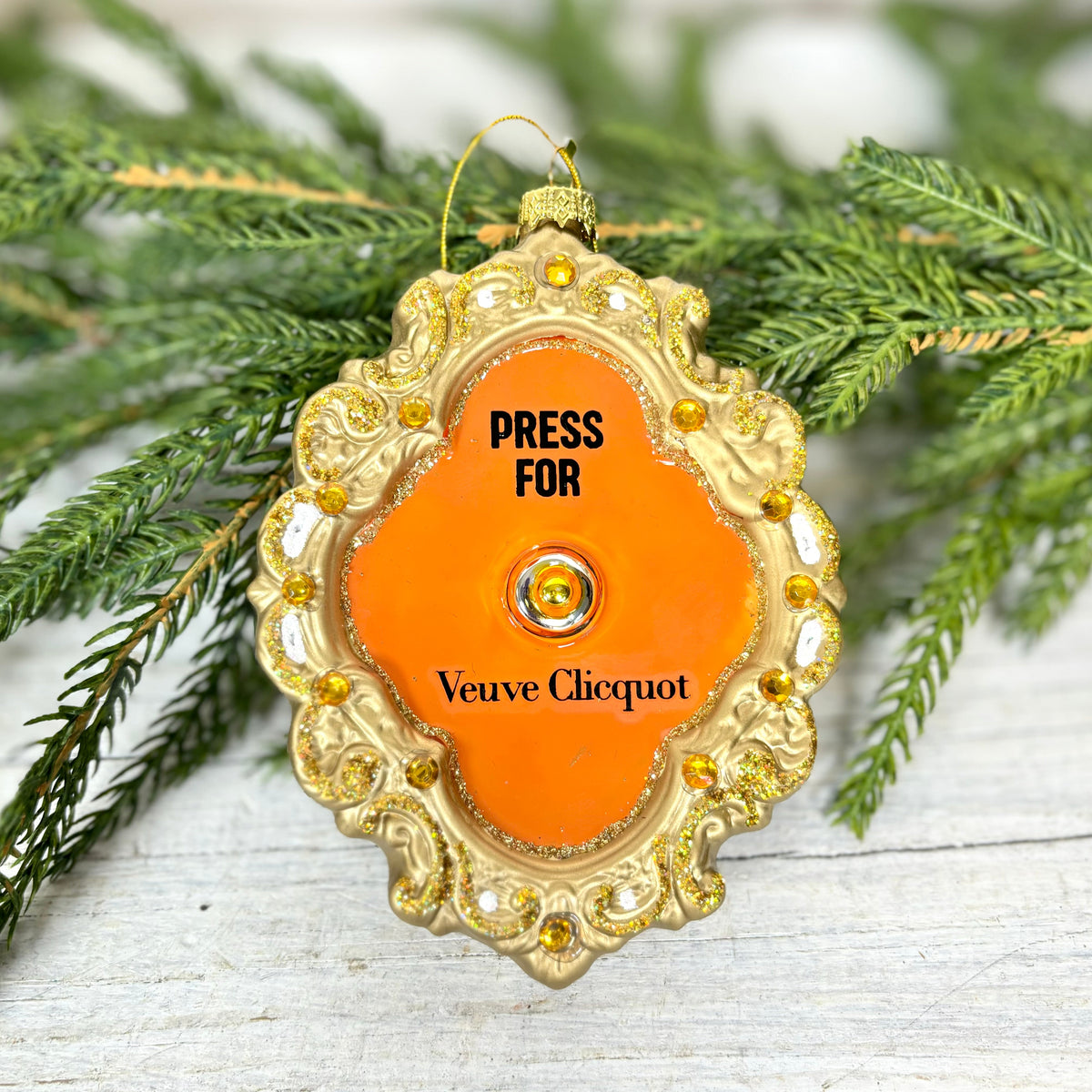 Champagne Button Glass Ornament