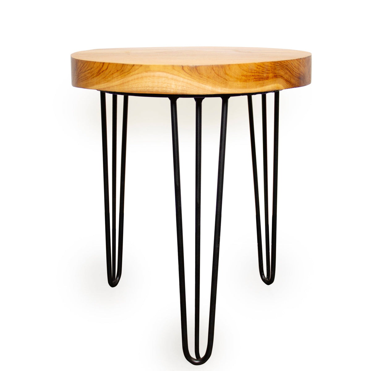 Indonesian Teak Wood Round Slab Accent Table