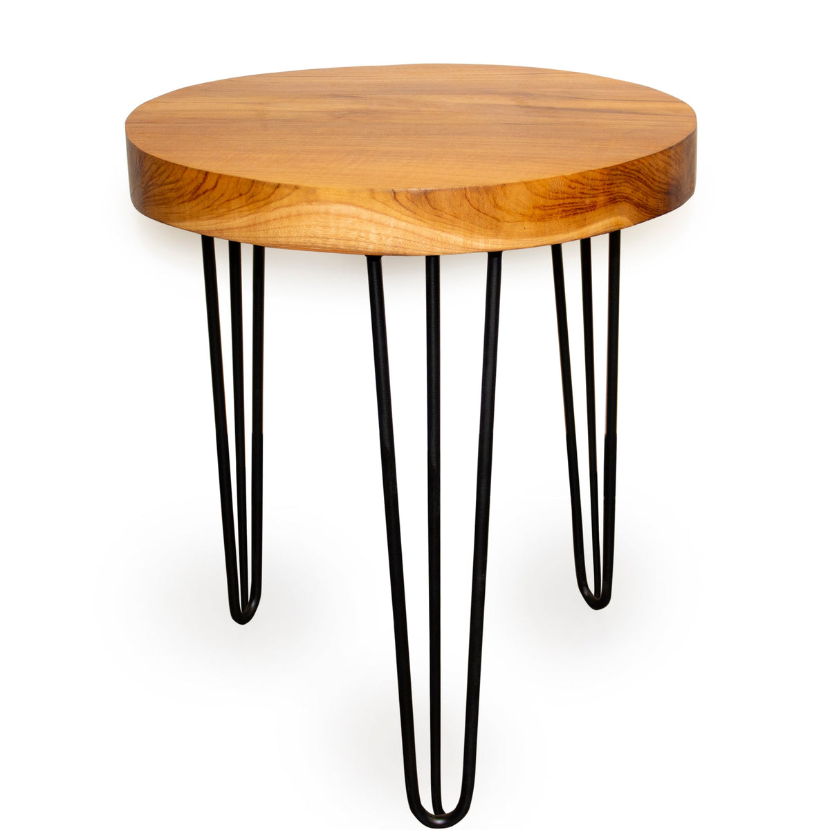 Indonesian Teak Wood Round Slab Accent Table
