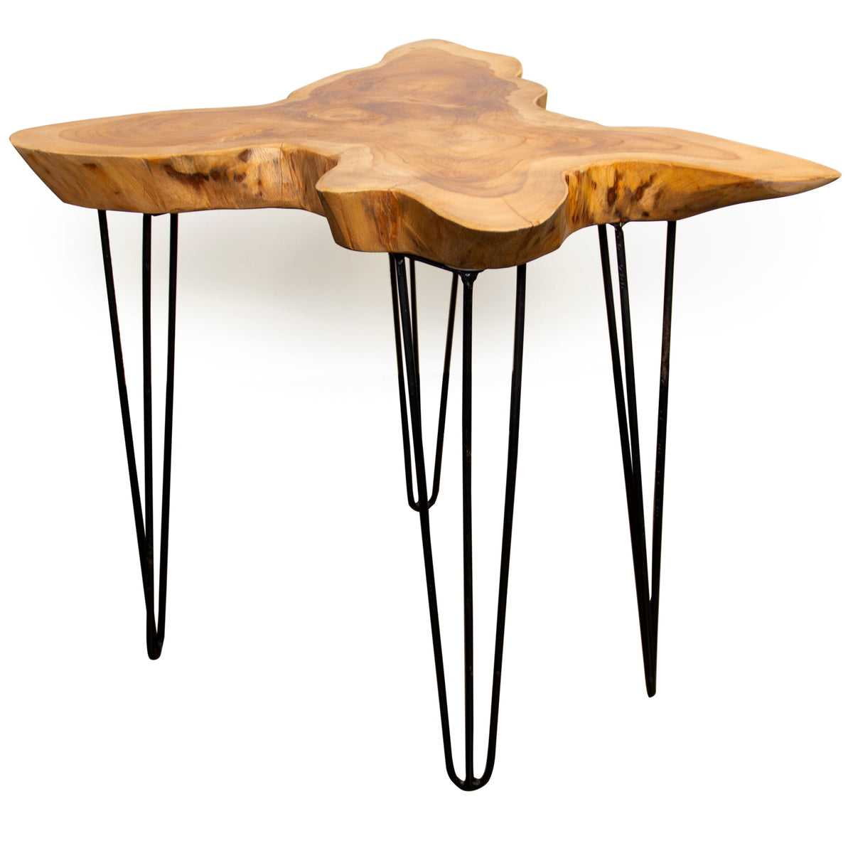 Teak Wood Organic Slab Accent Table