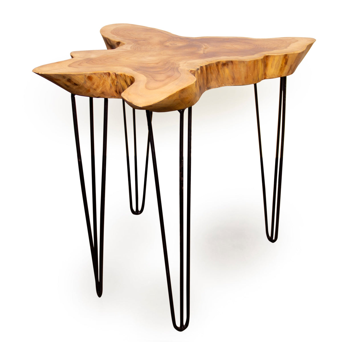 Teak Wood Organic Slab Accent Table