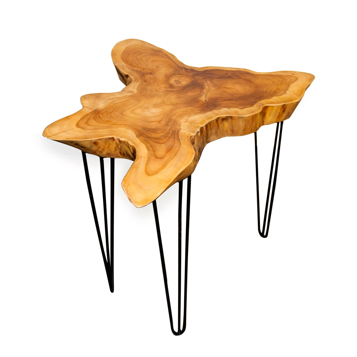 Teak Wood Organic Slab Accent Table