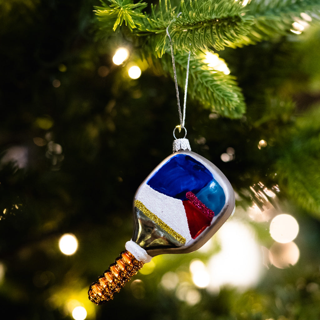 Pickleball Paddle Glass Ornament