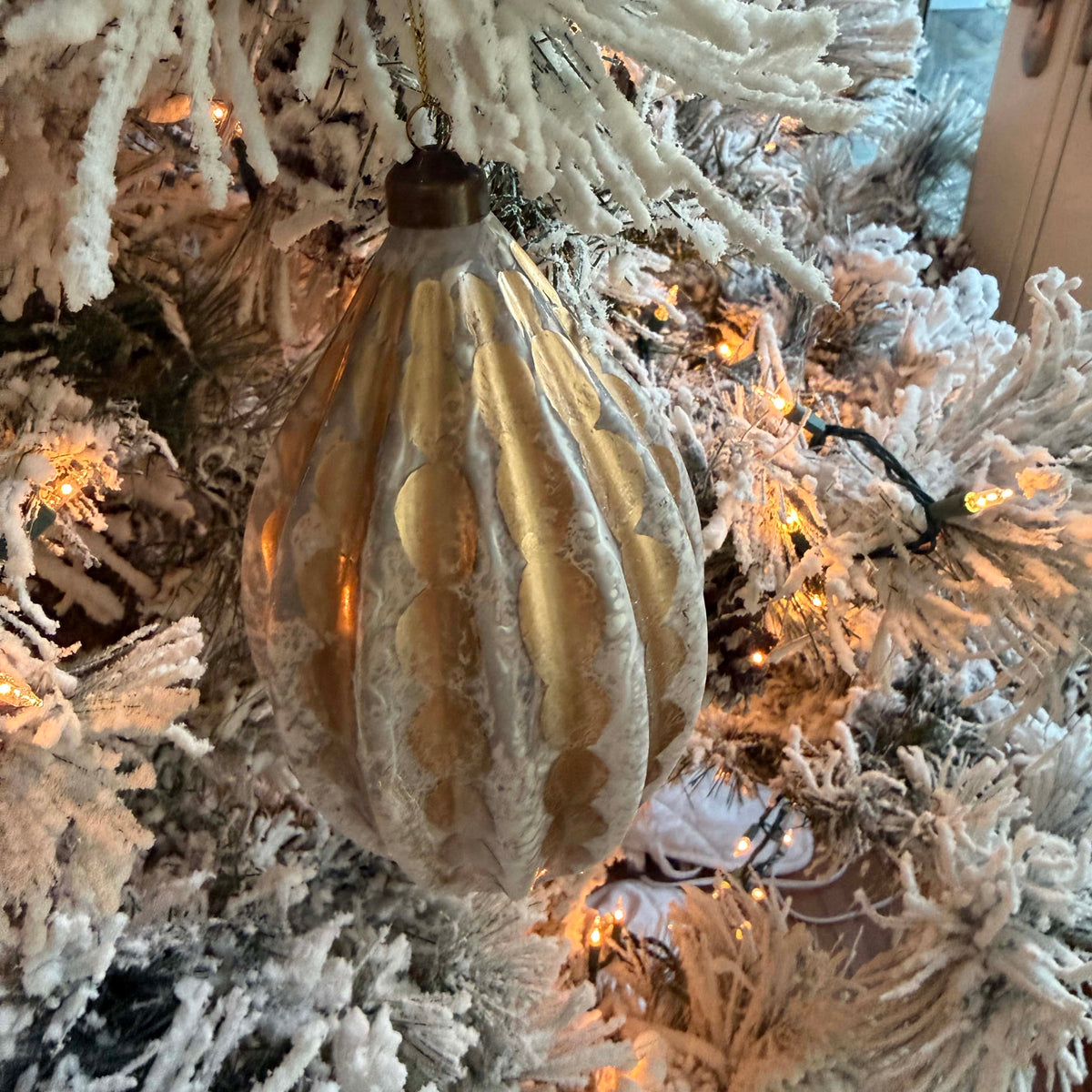 Silver and Gold Drop Ornament 9 Inch - Christmas Tree Decor