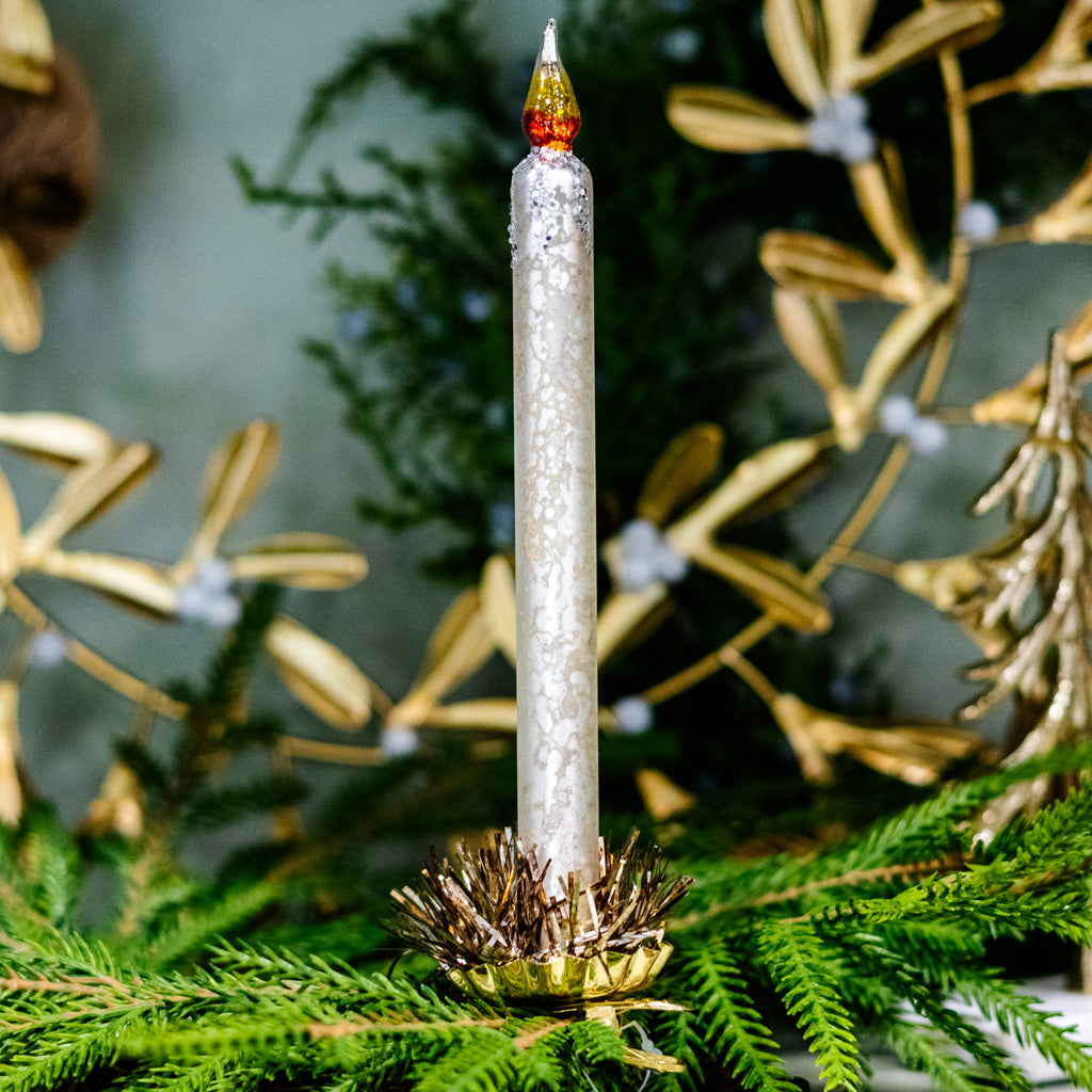 Silver Mercury Glass Candle Ornament