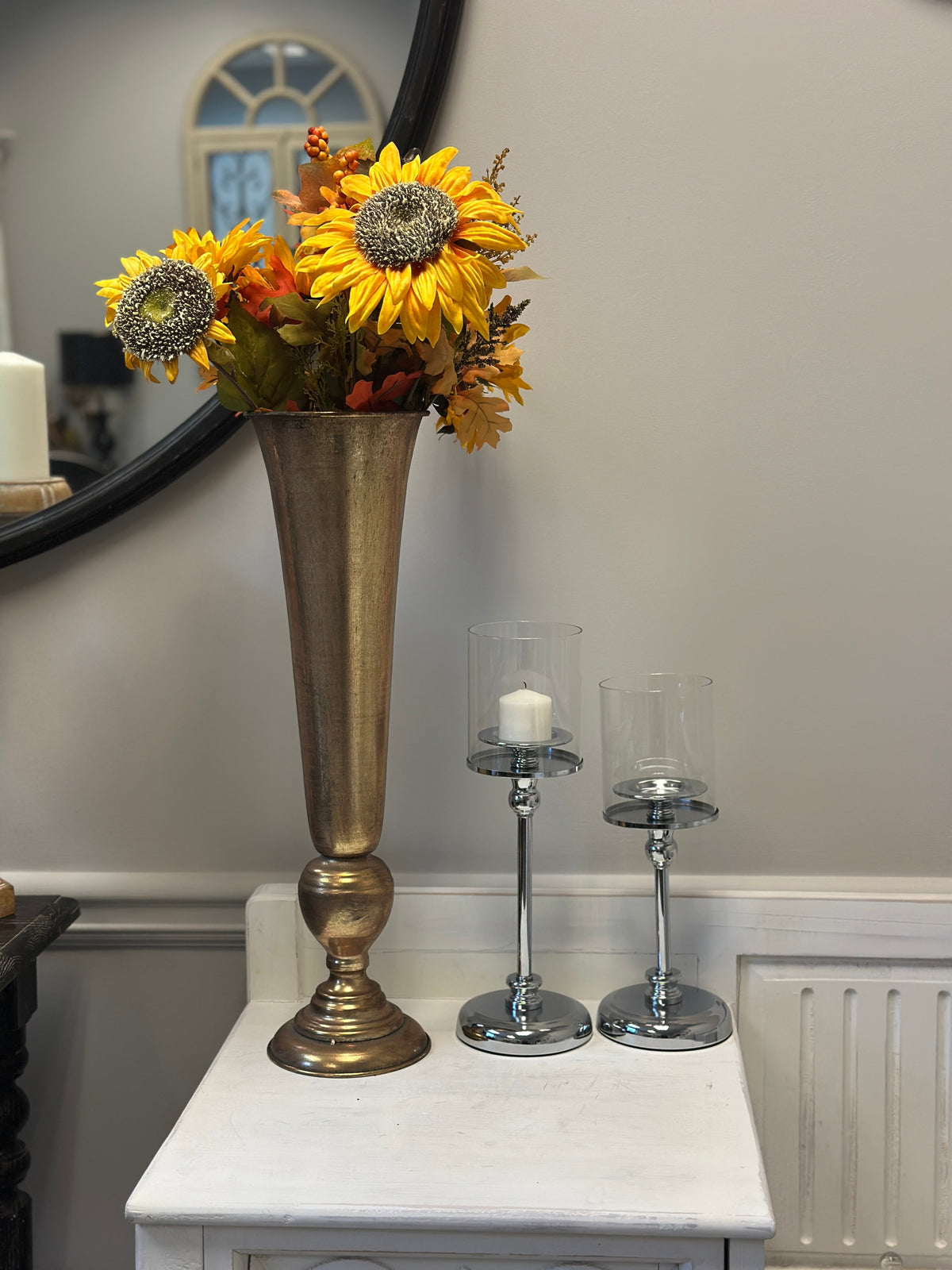Tall Gold Trumpet Vase