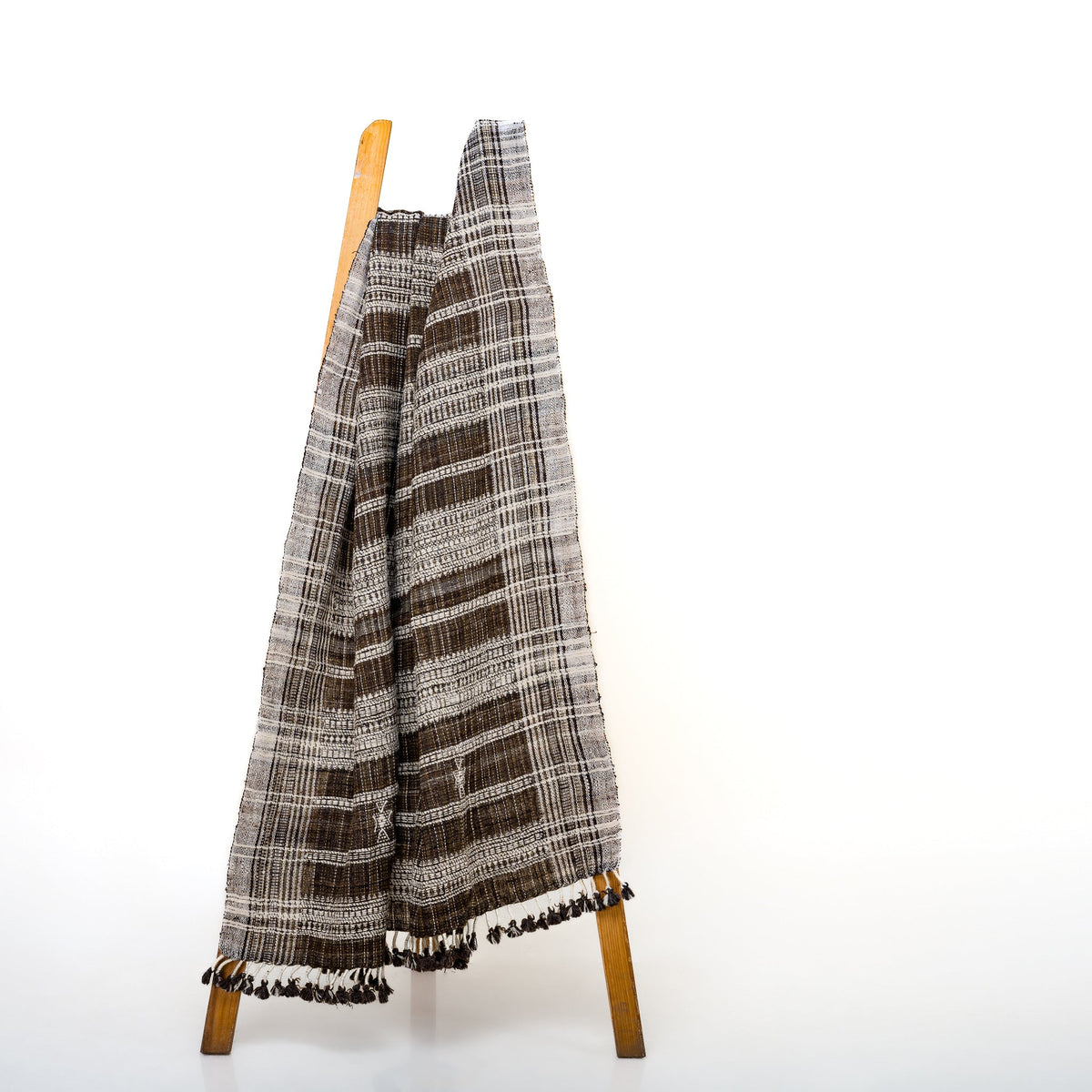 Brown Indian Wool Throw Blanket, Handwoven Couch Coverlet with Rustic Reading Chair Accent - SPHENE