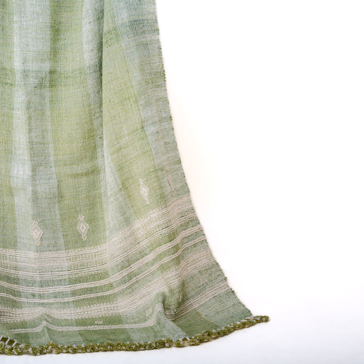 Soft Green Indian Wool Throw Blanket, Handwoven Sofa Coverlet with Quiet Calm Bedroom Layer - SAGE