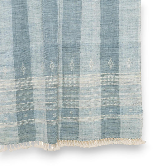 Plaid en laine indien bleu sarcelle, couvre-canapé tissé à la main avec jeté rayé pour bout de lit - IRIS