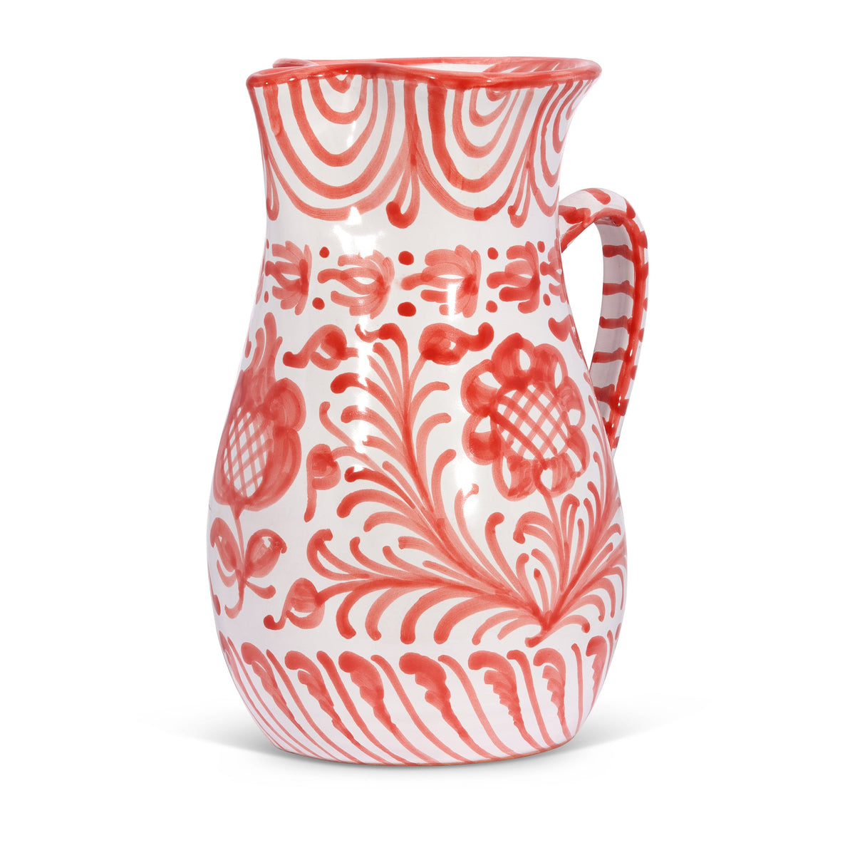 Large pitcher with hand painted designs