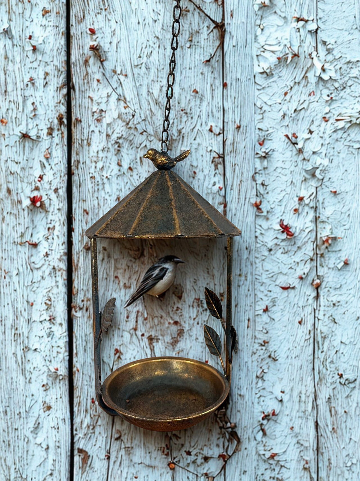 Hanging Bird Feeder with Leaf Detail