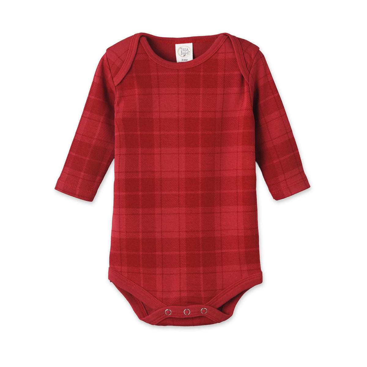 Red Plaid Baby Bodysuit In Soft Cotton Rib - Holiday One Piece