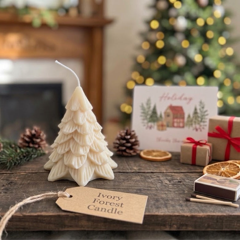 Evergreen Forest Christmas Ivory Tree Candle