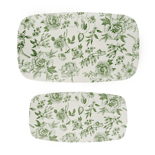 Plateau empilable en mélamine Delft vert - lot de 2