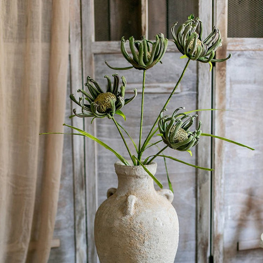 Tige de tournesol artificielle en soie synthétique verte, 100 cm de haut, objet d'art coloré