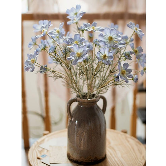 Gambo di cosmo in finta seta blu, altezza 61 cm