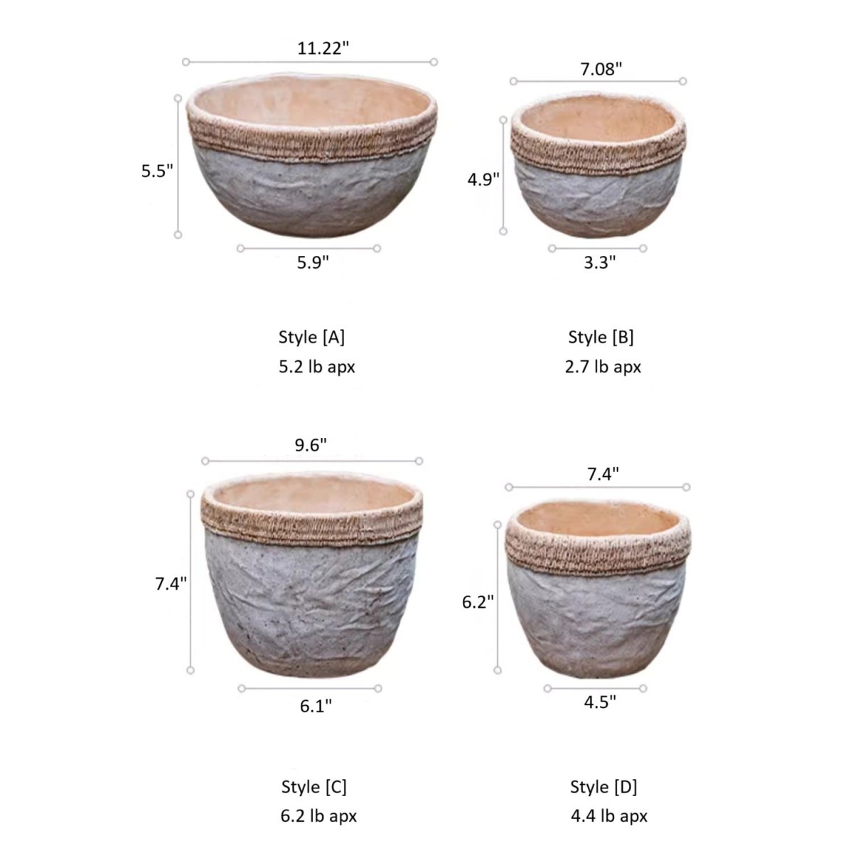 Rattan Pattern Edge Cement Planter