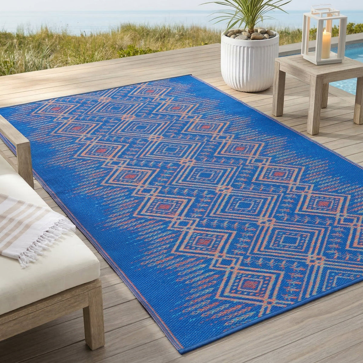 Jodhpur - Multi Blue Geometric Outdoor Rug for Patio