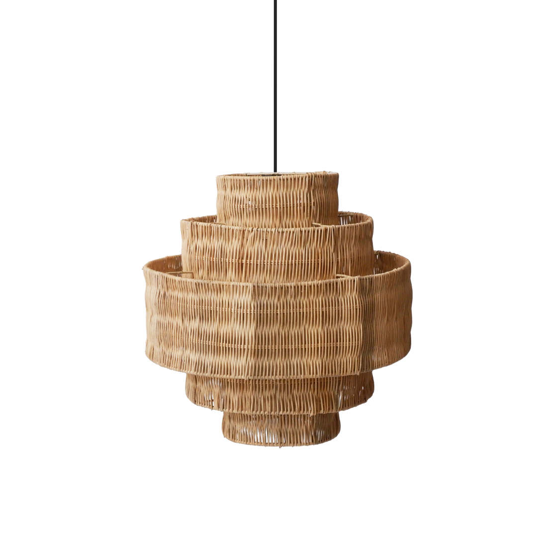 Luminous Cascade Rattan Pendant Light – Tiered Hand-Woven Coastal Vibe