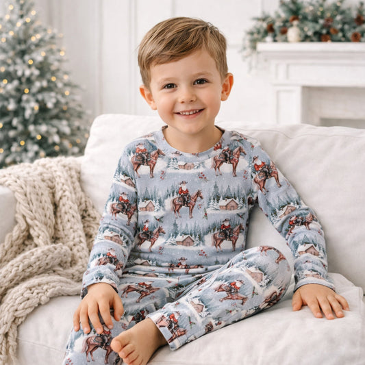 Ensemble de pyjama pour enfant en bambou Cowboy Christmas - Western