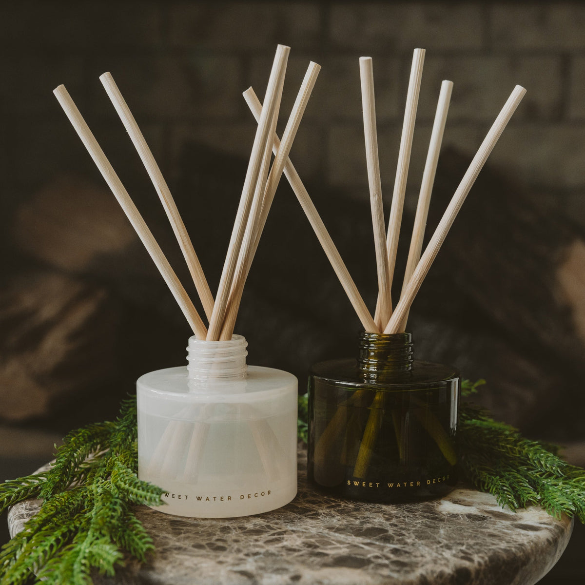 Christmas Olive Tinted Glass Jar Reed Diffuser