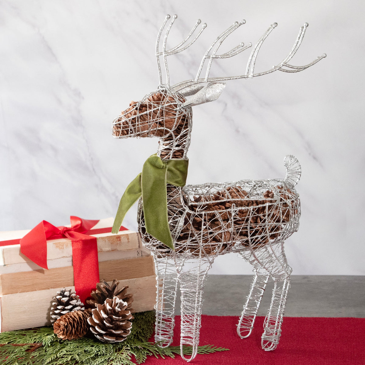 Large Standing Silver Deer Scented Potpourri Décor
