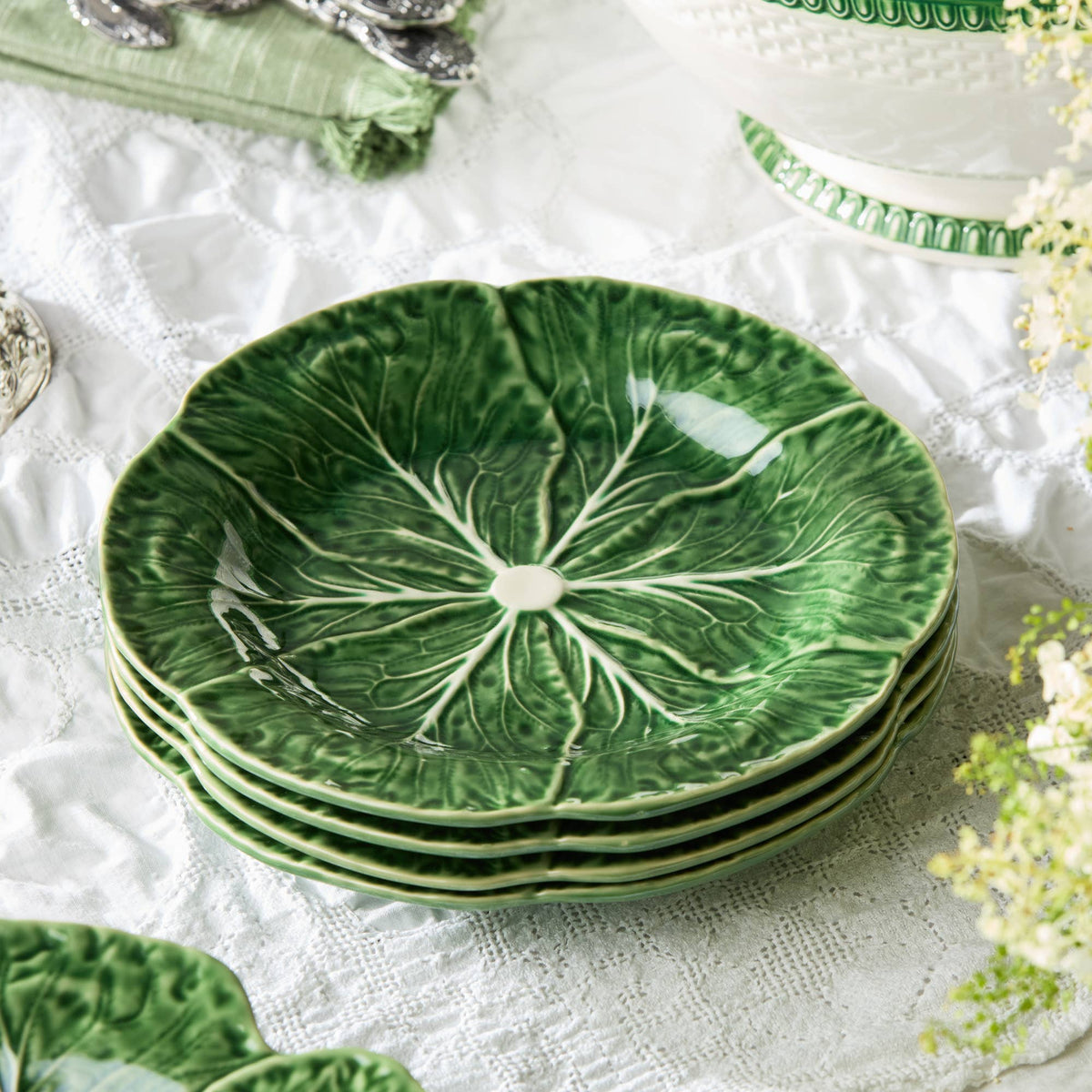Le Jardin Green Cabbage Salad Plate 9" - Set of Four