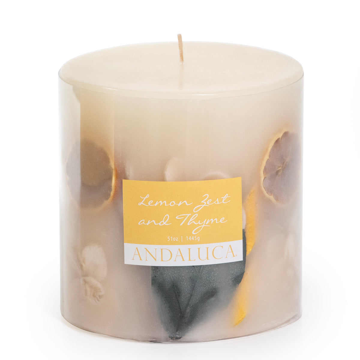 Lemon Zest & Thyme Botanical Pillar Candle