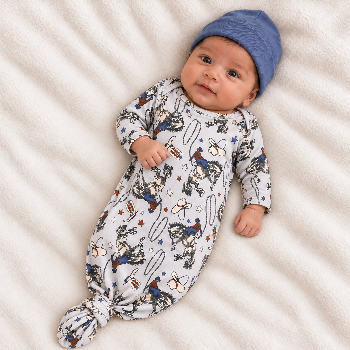 Western Cowboy Baby Gown -  Bamboo Newborn Layette