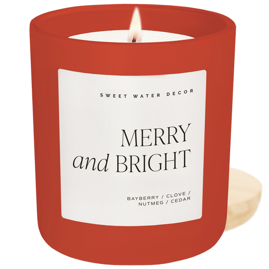 Bougie en cire de soja Merry and Bright - Pot rouge mat - 425 g Neuf