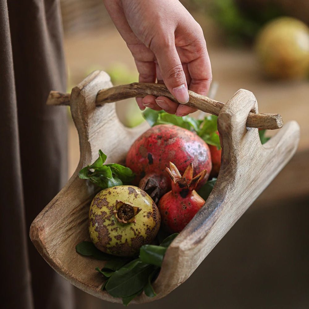 Plateau panier rustique en bois