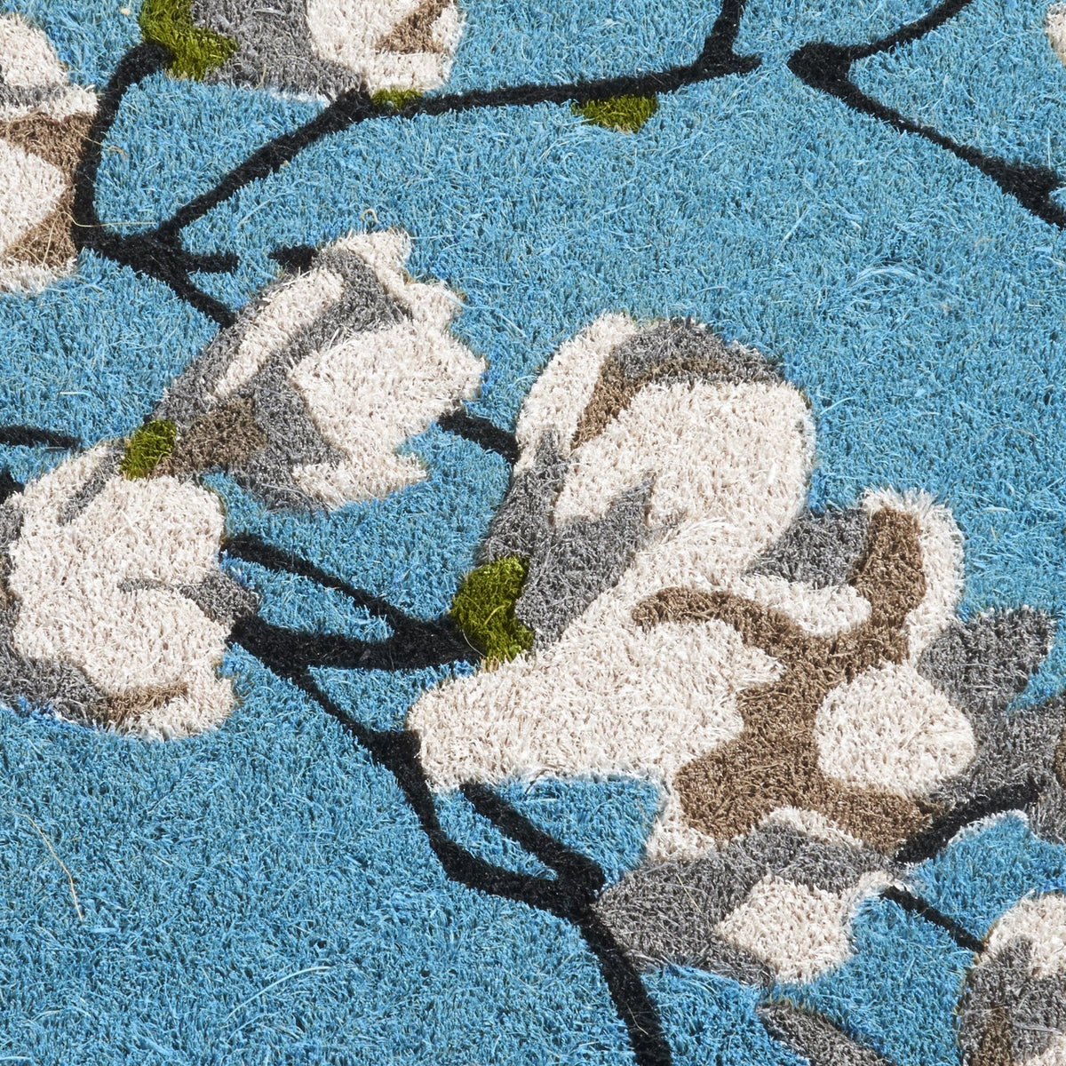 Magnolia Branch - Blue Coir Doormat