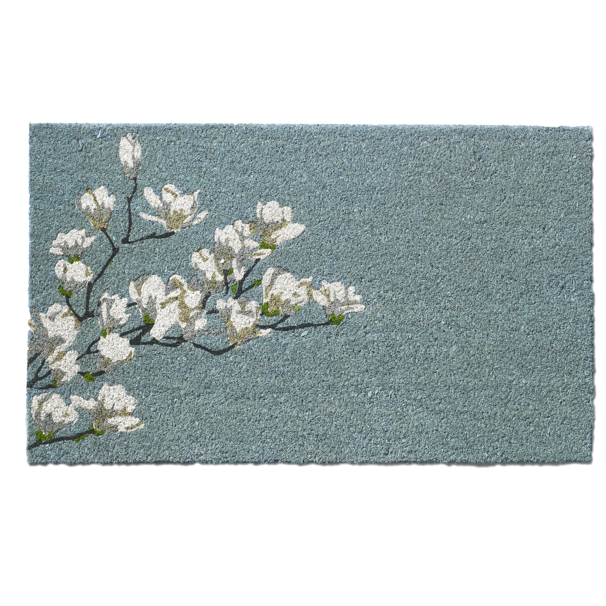 Magnolia Branch - Blue Coir Doormat