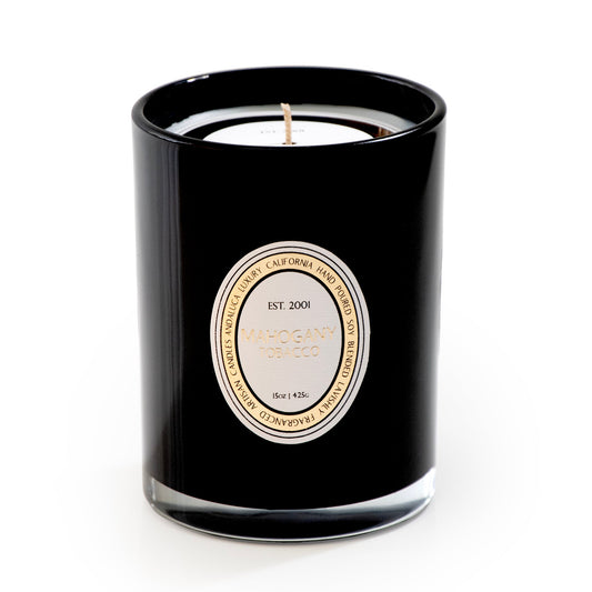 Bougie en verre Tabac Acajou 15 oz.