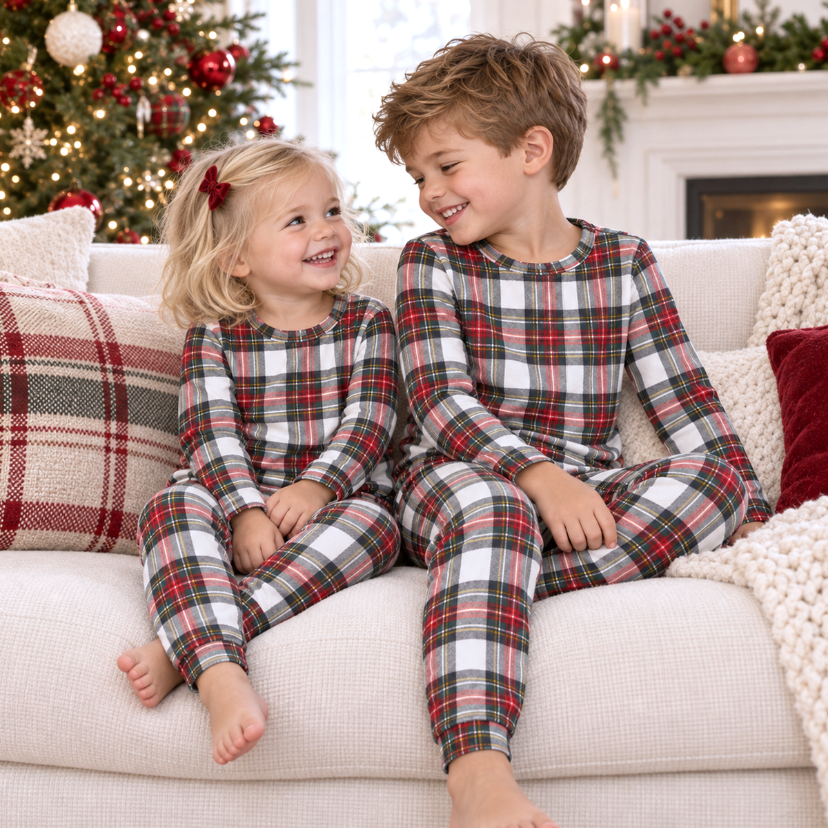 Kids Christmas Plaid Pajamas – Soft Bamboo Holiday PJ's