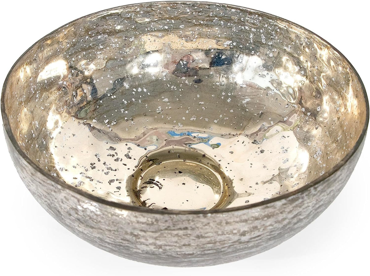 Mercury Glass Silver Finish Decorative Bowl