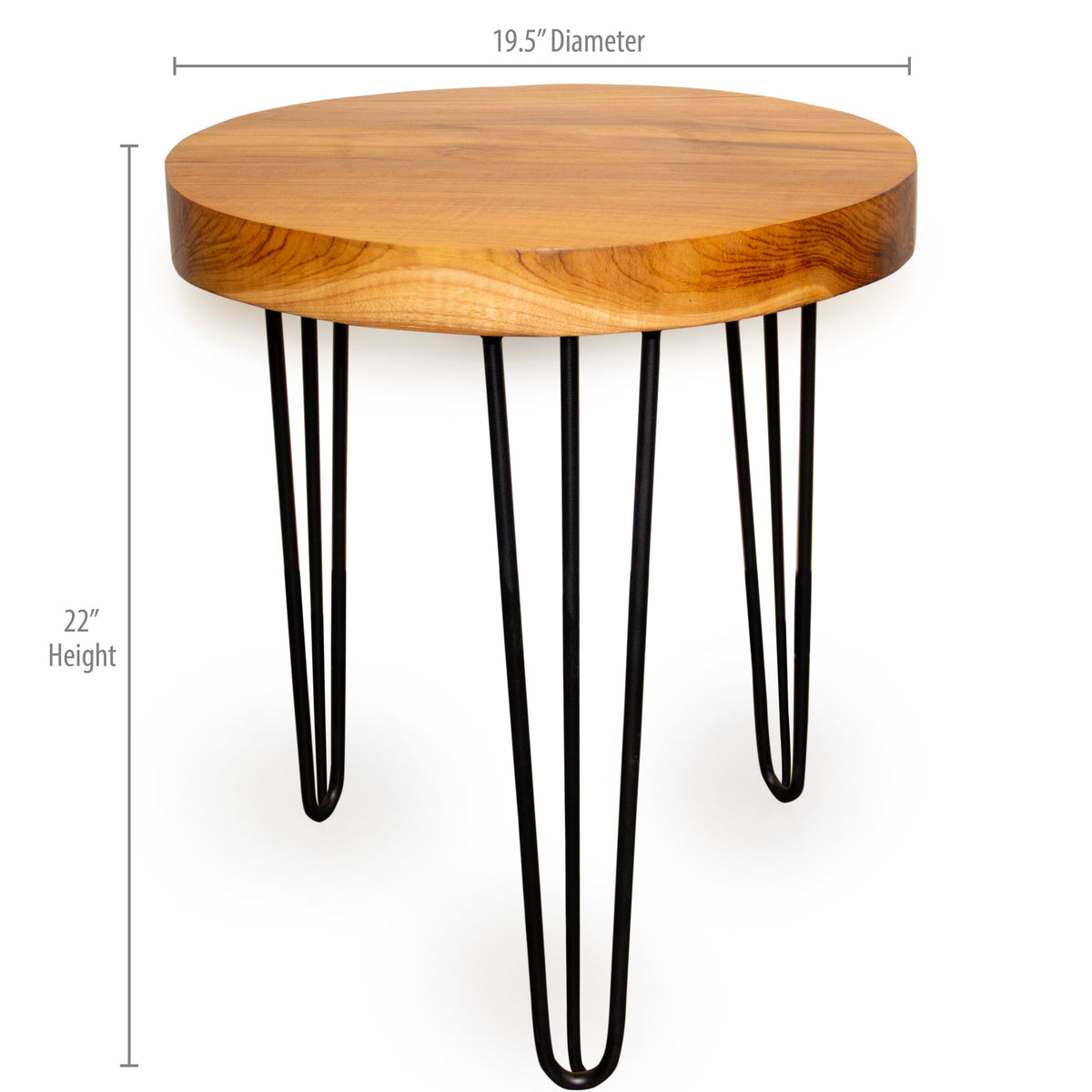 Indonesian Teak Wood Round Slab Accent Table