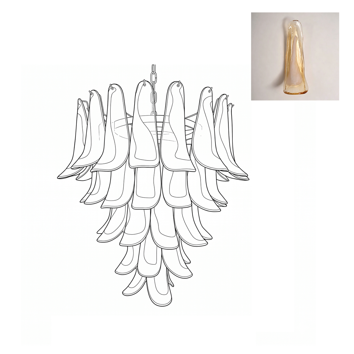 Mid Century Petals Murano Chandelier