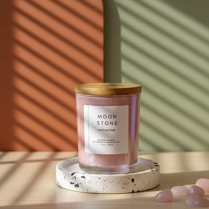 Bougie au soja cristal d'énergie | Choisissez votre pierre et votre parfum
